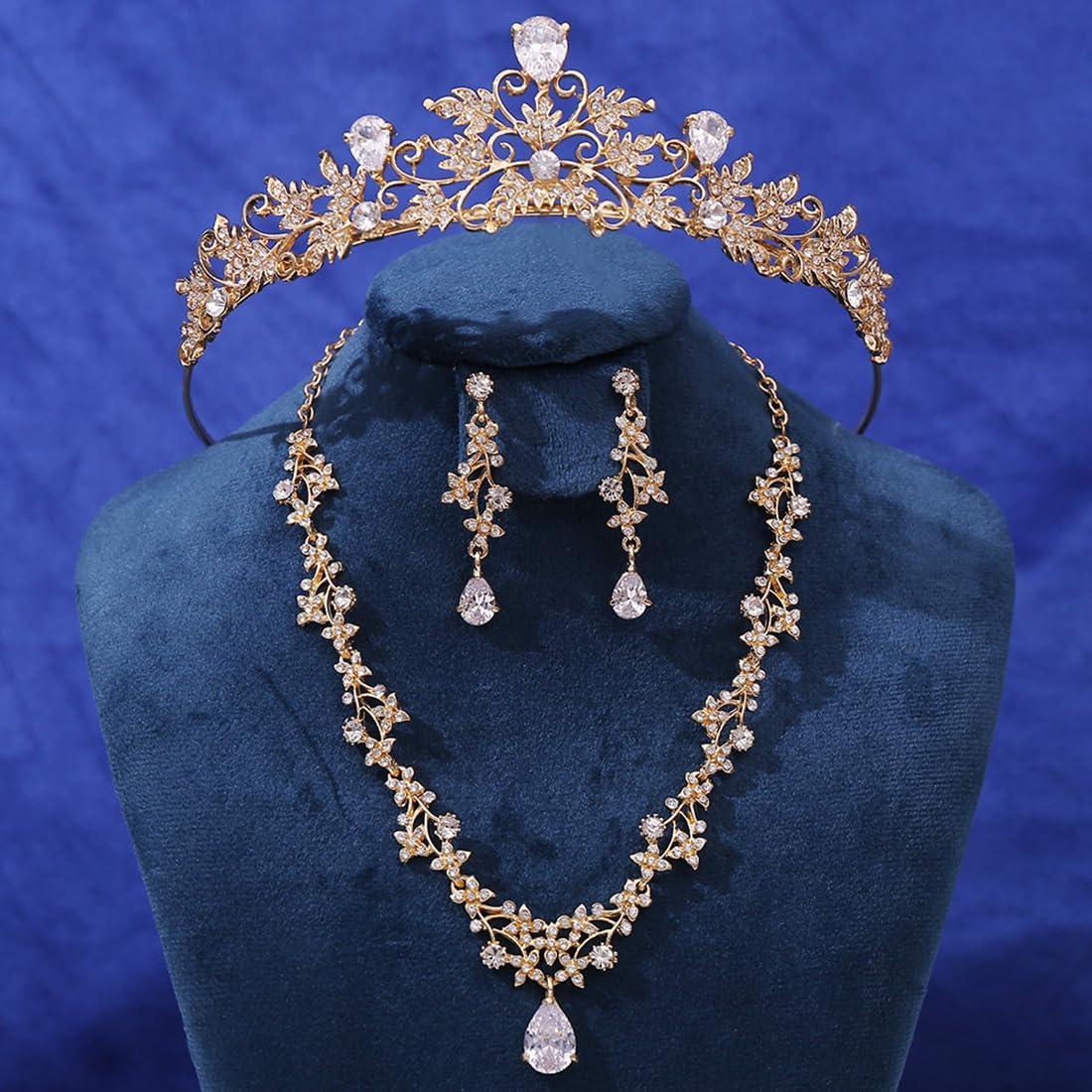 SHYMMUO Bridal Jewelry Set for Wedding, Crystal Crown Necklace Earrings Womens Jewelry Set for Wedding Bridesmaid Party Birthday Prom…
