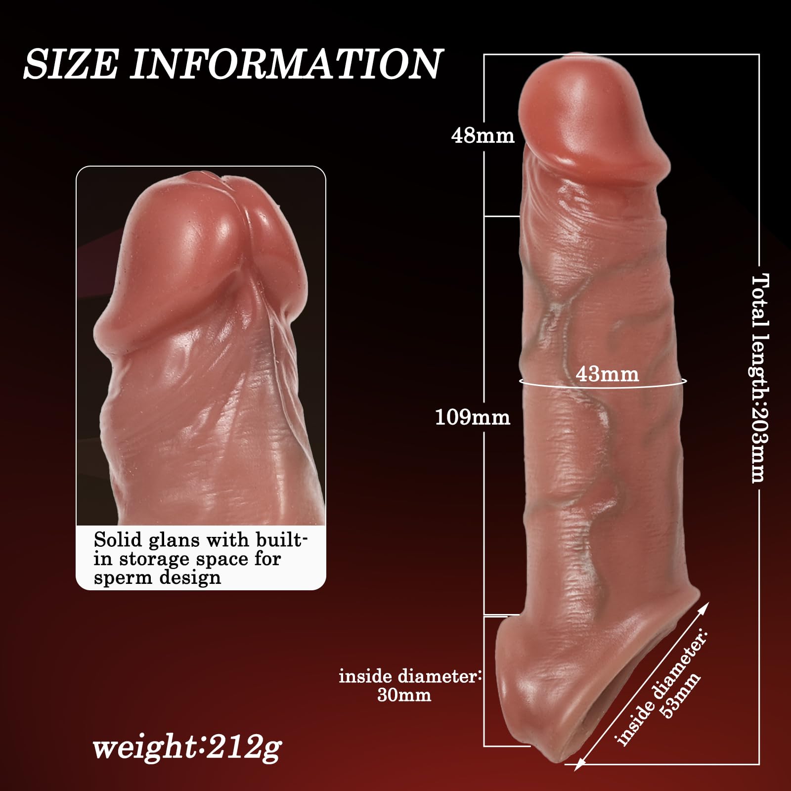 BDSMLOVE Guaina per pene per estensione del pene di 5 cm, guaina per pene in silicone con 3 anelli per il pene, giocattolo sessuale erotico in acciaio inossidabile estremamente resistente