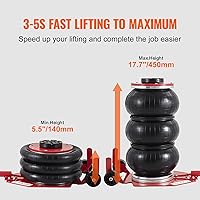 Vista 4 de VEVOR Gato de aire de 3 toneladas/6600 libras, conector de aire de triple bolsa, con seis tubos de acero, elevación de hasta 17.7 pulgadas/17.717