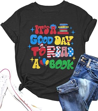 Teachers Shirts for Women Teacher Life Top Its a Good Day to Read a Book Tshirt Casual Short Sleeve Tee
