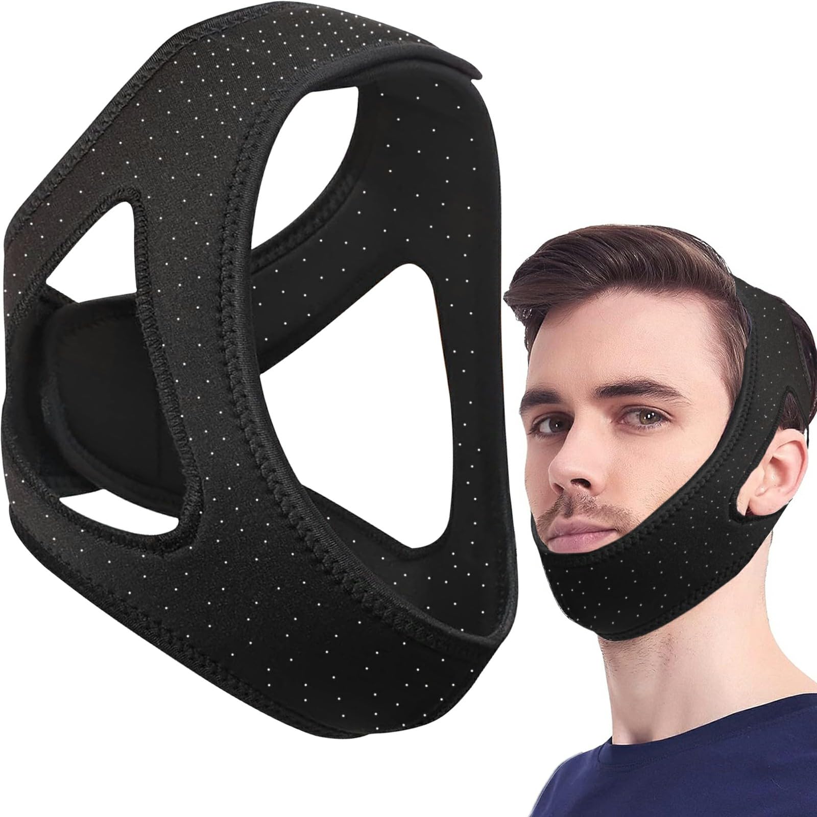 Anti Snoring Devices [Upgraded] - Chin Strap for Sleeping - Snoring Relief Chin Strap - Good Sleep Air Flow Jaw Strap - Snore Less Sleeping Solution for Men and Women - 620mm