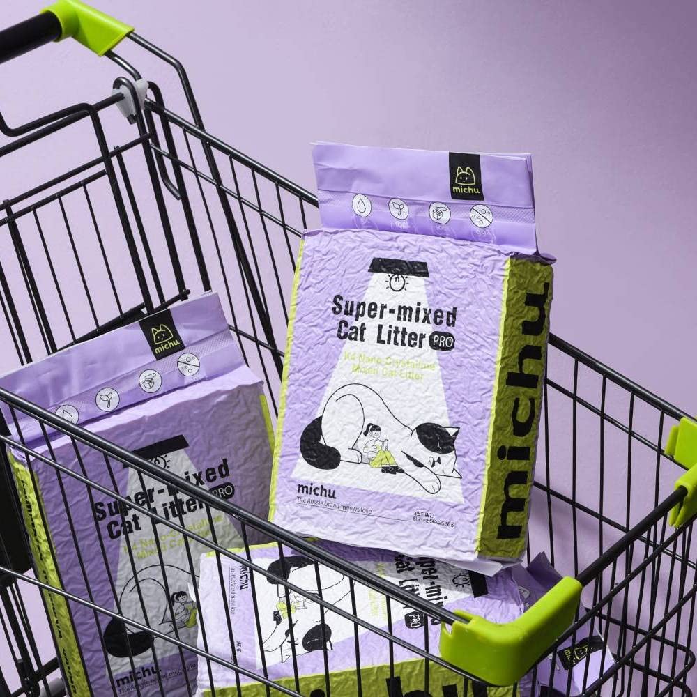 Michu Arena mixta de tofu para gatos, arena para gatitos desechable resistente, 5 libras/88 onzas (paquete de 2, original)