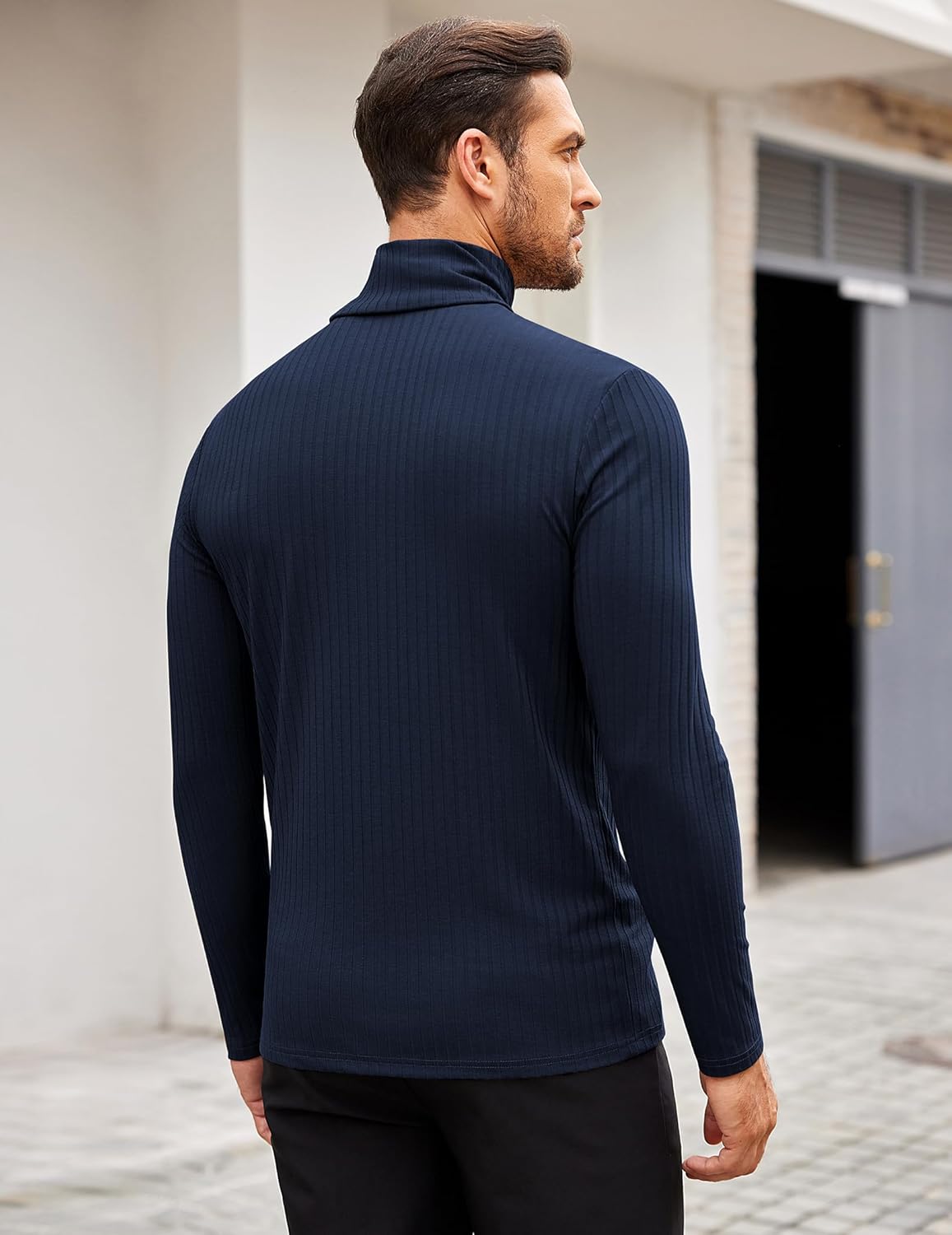 COOFANDY Men's Turtleneck Sweater Slim Fit Lightweight Basic Ribbed Sweaters - Image 3