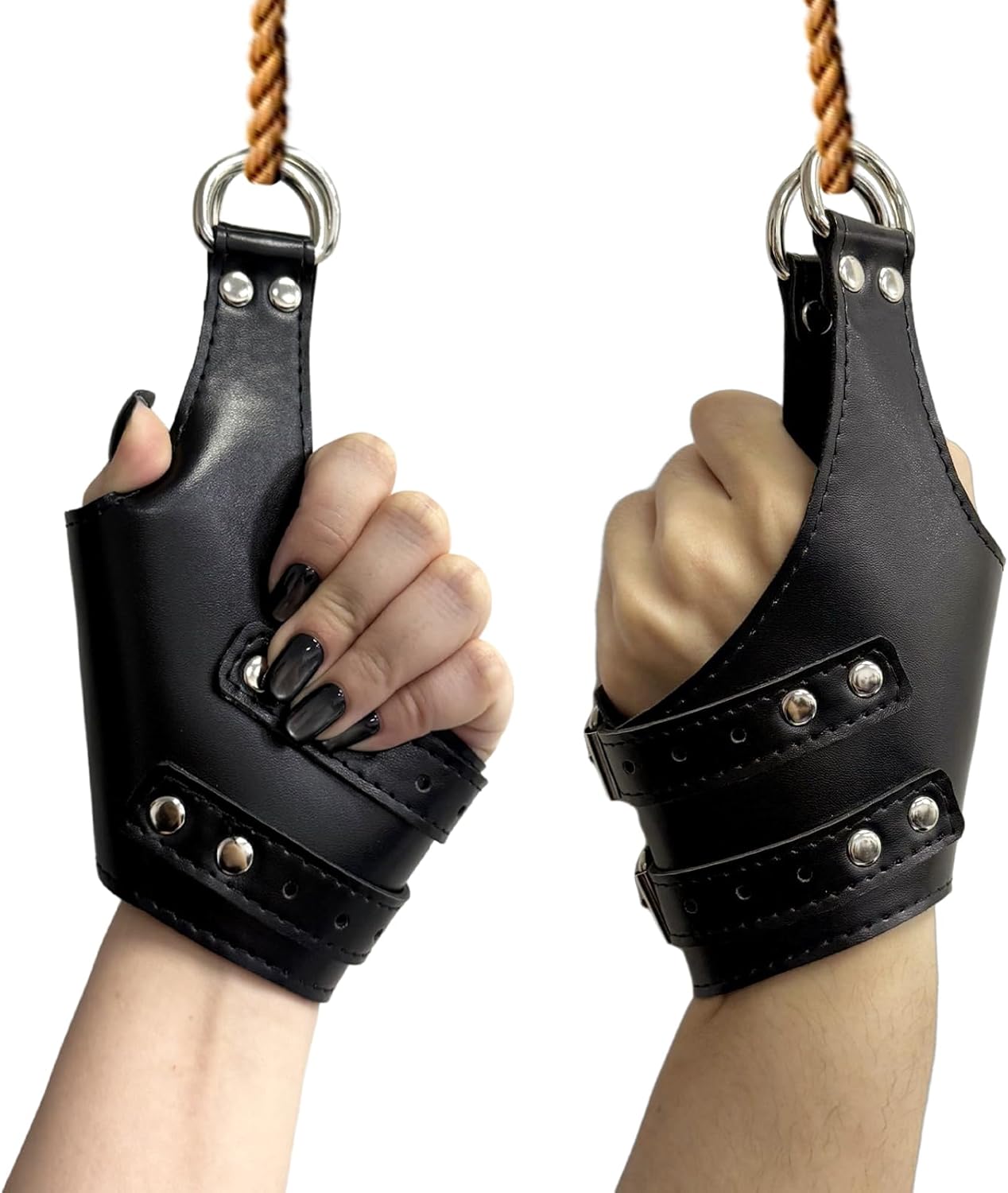 Leather Bondage Cuffs, Adjustable Sex Wrist Cuffs Sexy Handcuffs Bondage Gear & Accessories Fetish Kinky Sex Things BDSM Restraints Toys Self Bondage for Couples Women Men Cosplay Bedroom Play
