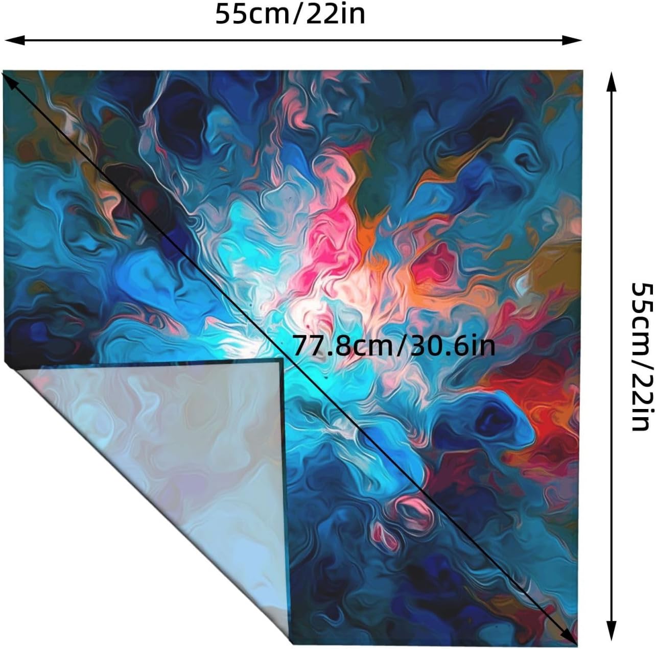 Cotton Bandanas 22x22 inches Blue Aesthetic Color Splash Square Scarfs for Men Women Novelty Headband Handkerchiefs