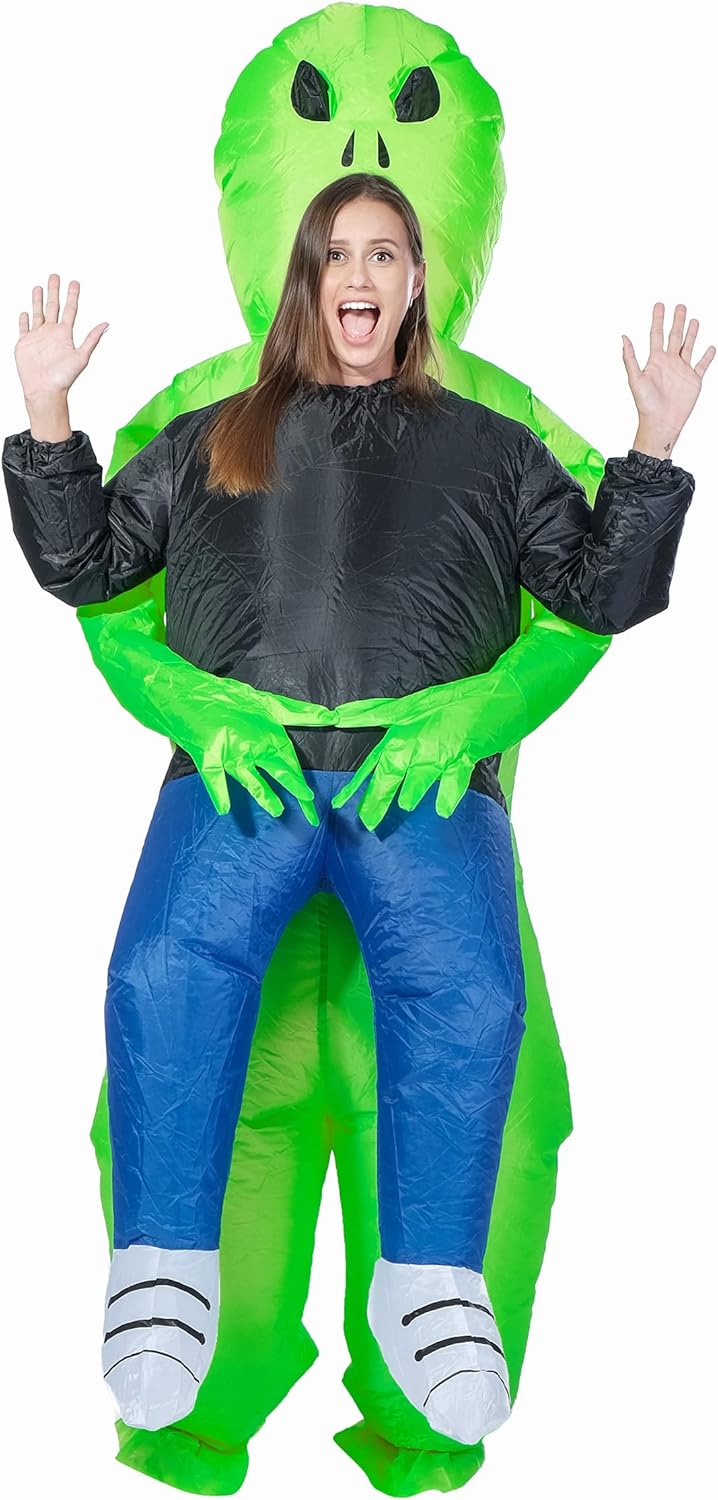 Miniatura 3 de NBSAIRMO Disfraz inflable de alienígena para adultos disfraz de alienígena disfraz de abducción de extraterrestre verde para hombre traje de