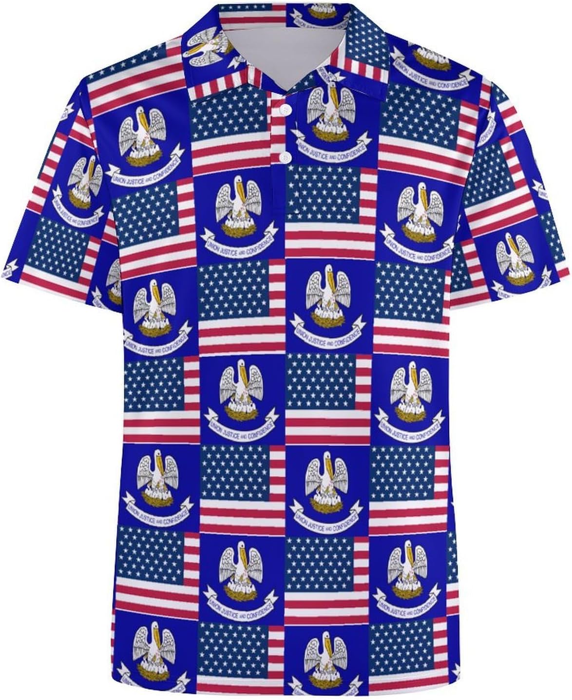 Flag of USA and Louisiana Women's Golf Polo Shirts Short Sleeve Quick Dry Tennis Tops Casual Work Blouses