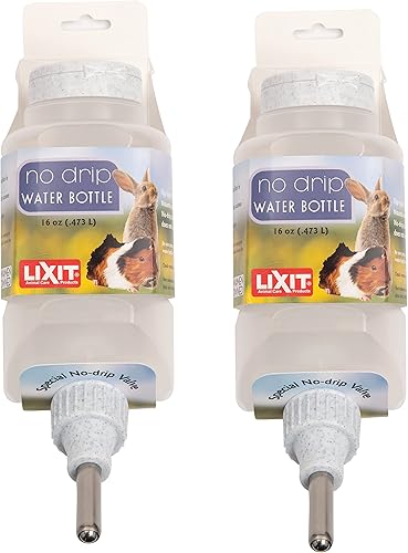 Miniatura 8 de Lixit Top Fill - Botellas de agua sin goteo para conejos, hurones, hámsters, cobayas, ratas, chinchillas y otros animales pequeños (32 onzas,