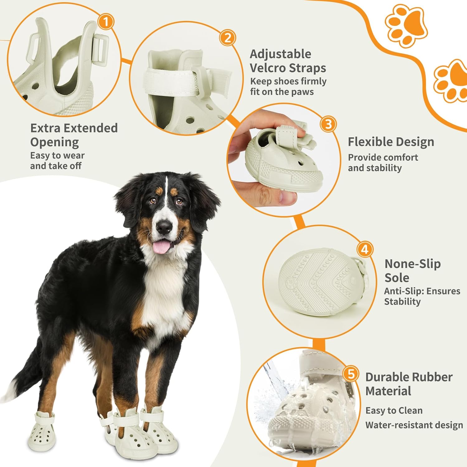Dog Shoes for Medium Large Size, Breathable Dog Shoe for Hot Pavement, Dog Booties and Paw Protectors, Non-Slip Waterproof Dog Sandals Boots with Reflective for Rain, Summer, Hiking, Snow (Size 7)
