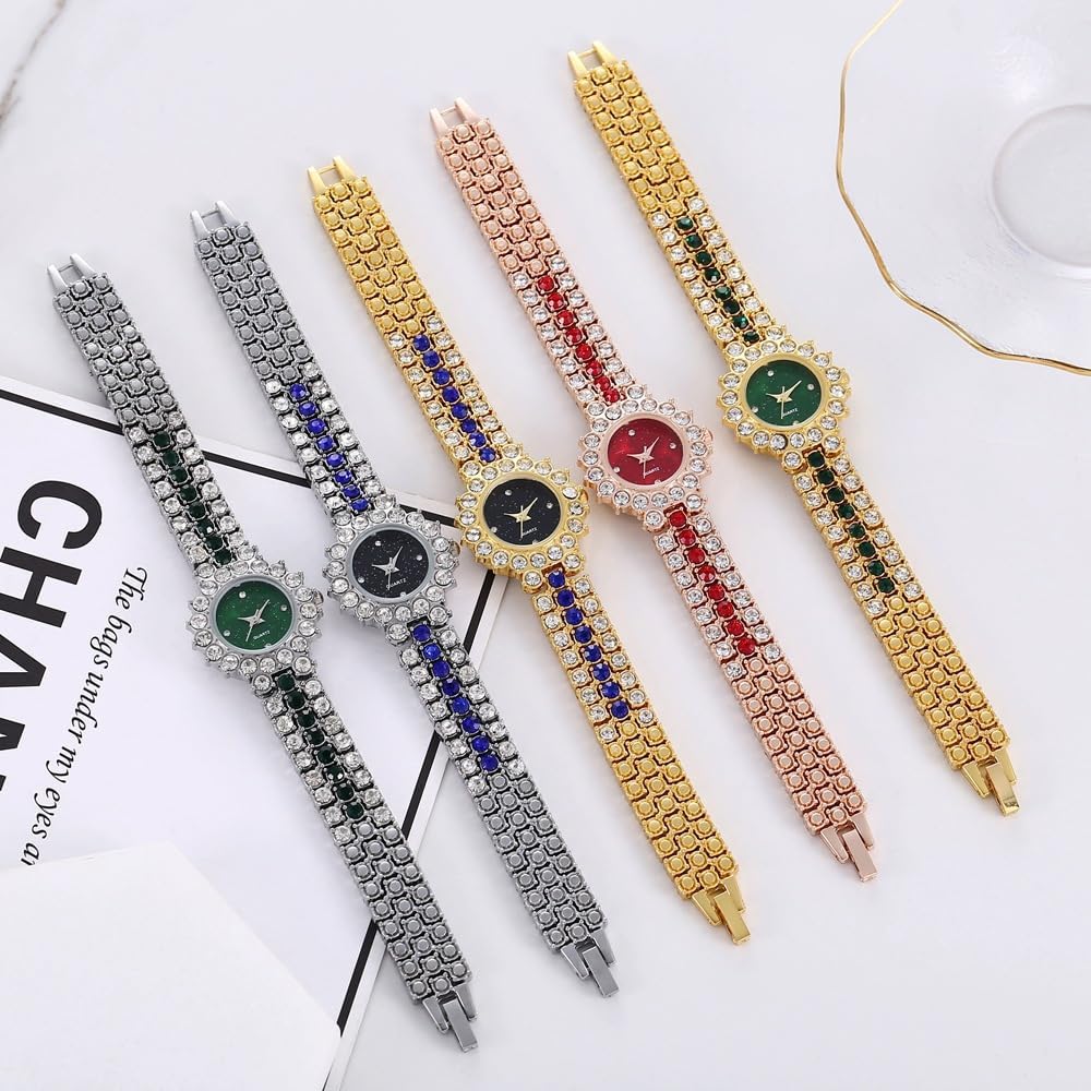 5 Pcs Diamond Watch Wholesale, Shiny Rhinestone Bracelet Watches for Women Analog Quartz Wrist Watches - Image 7