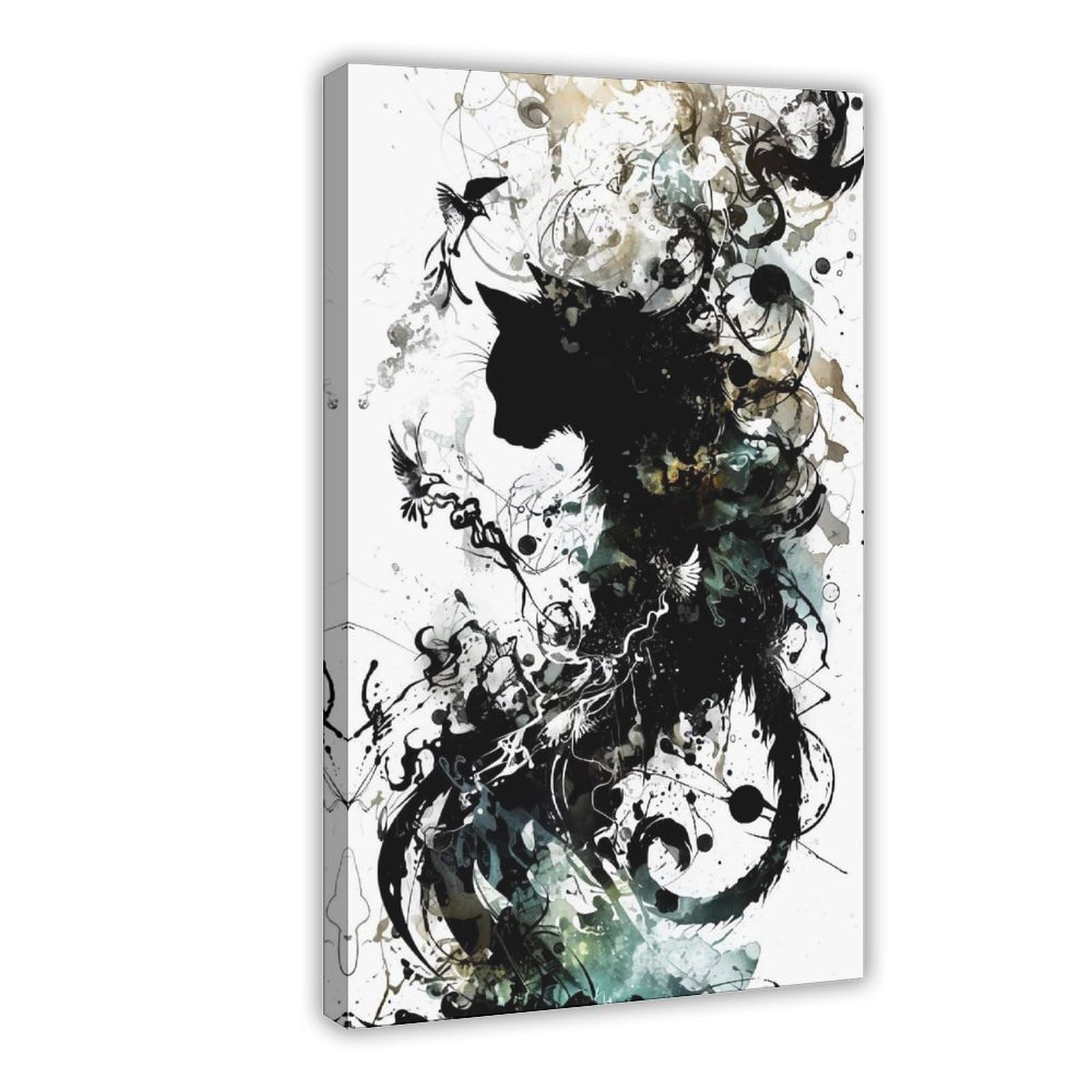Bareronor Explosive Abstract Cat Canvas Poster Bedroom Decor Landscape Office Room Decor Gift 12" L X 18" W