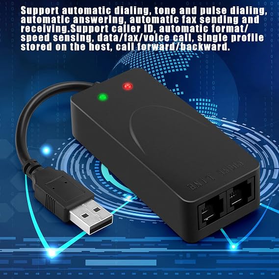 AGPtek External USB 56K Modem, Plug & Play Dial-Up for Fax, Win 7/8/10/11
