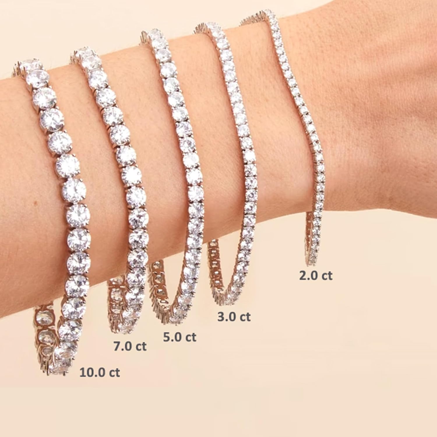 Diamond2Deal 14k Gold Round Cut Lab Grown Diamond Tennis Bracelet (1ct to 15ct, Color-D, Clarity- VS) 7 inch - Image 5