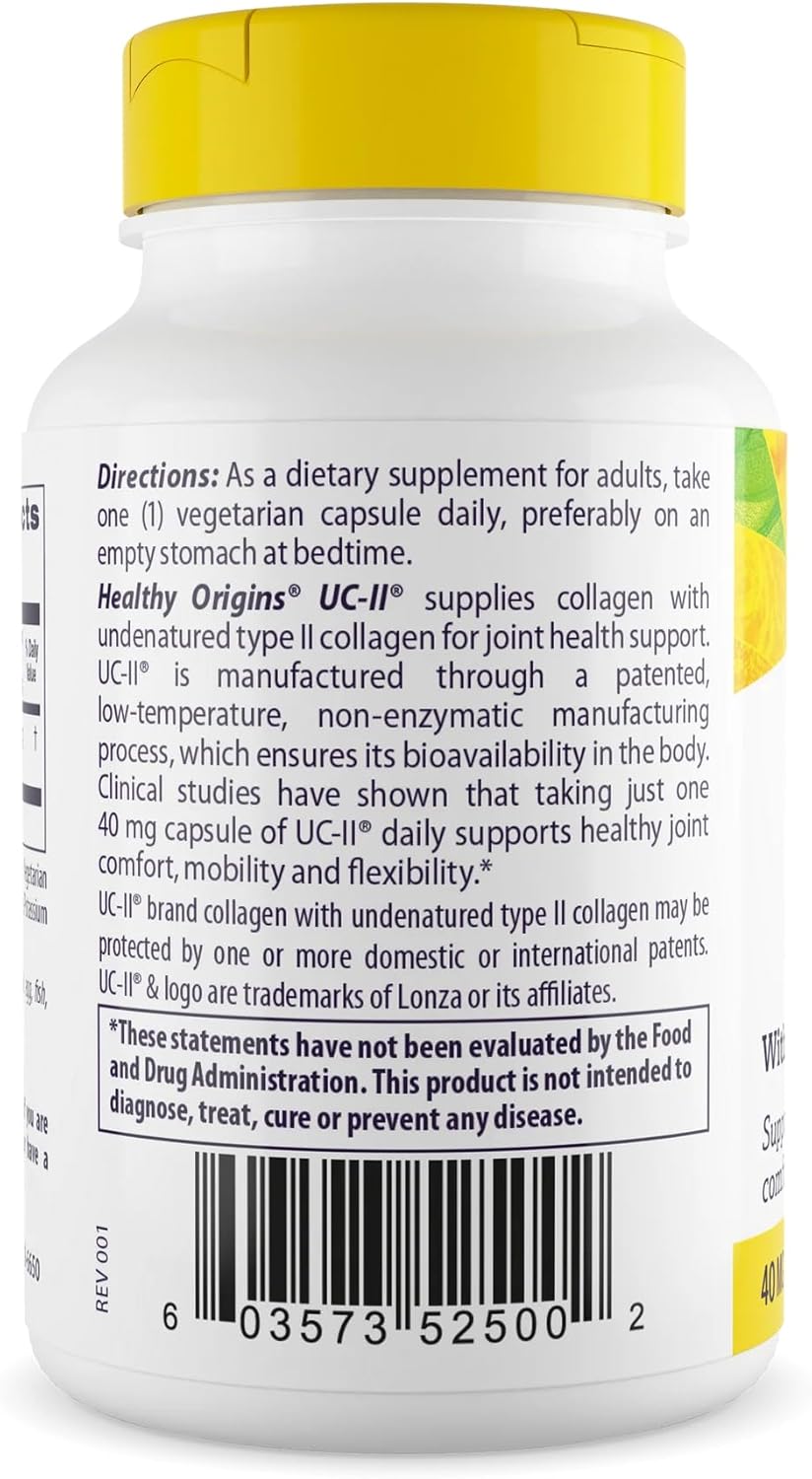 Healthy Origins UC-II 40 mg (Undenatured Type II Collagen, Non-GMO, Gluten Free, Joint Support), 60 Veggie Caps - Image 2