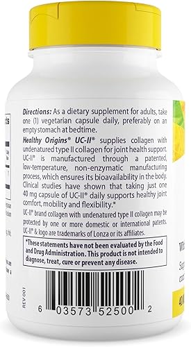 Miniatura 2 de Healthy Origins UC-II 40 mg (colágeno tipo II no desnaturalizado, sin OMG, sin gluten, soporte para las articulaciones), 60 cápsulas vegetales