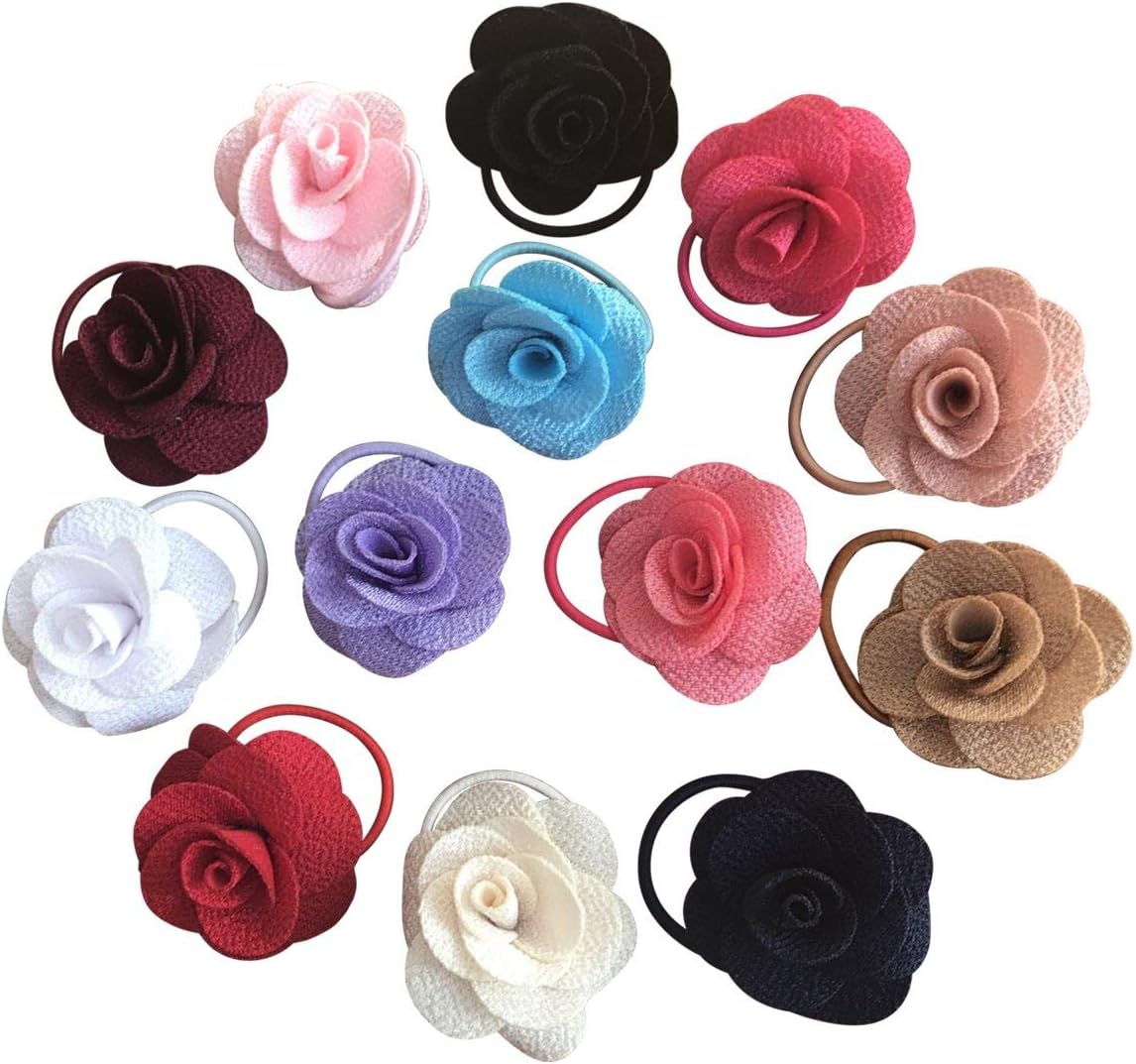 Baby Girls Hair Ties Rope,13PCS Small Seamless Hair Bands Ponytail Holder No Damage Flower Hairbands for Kids Toddlers