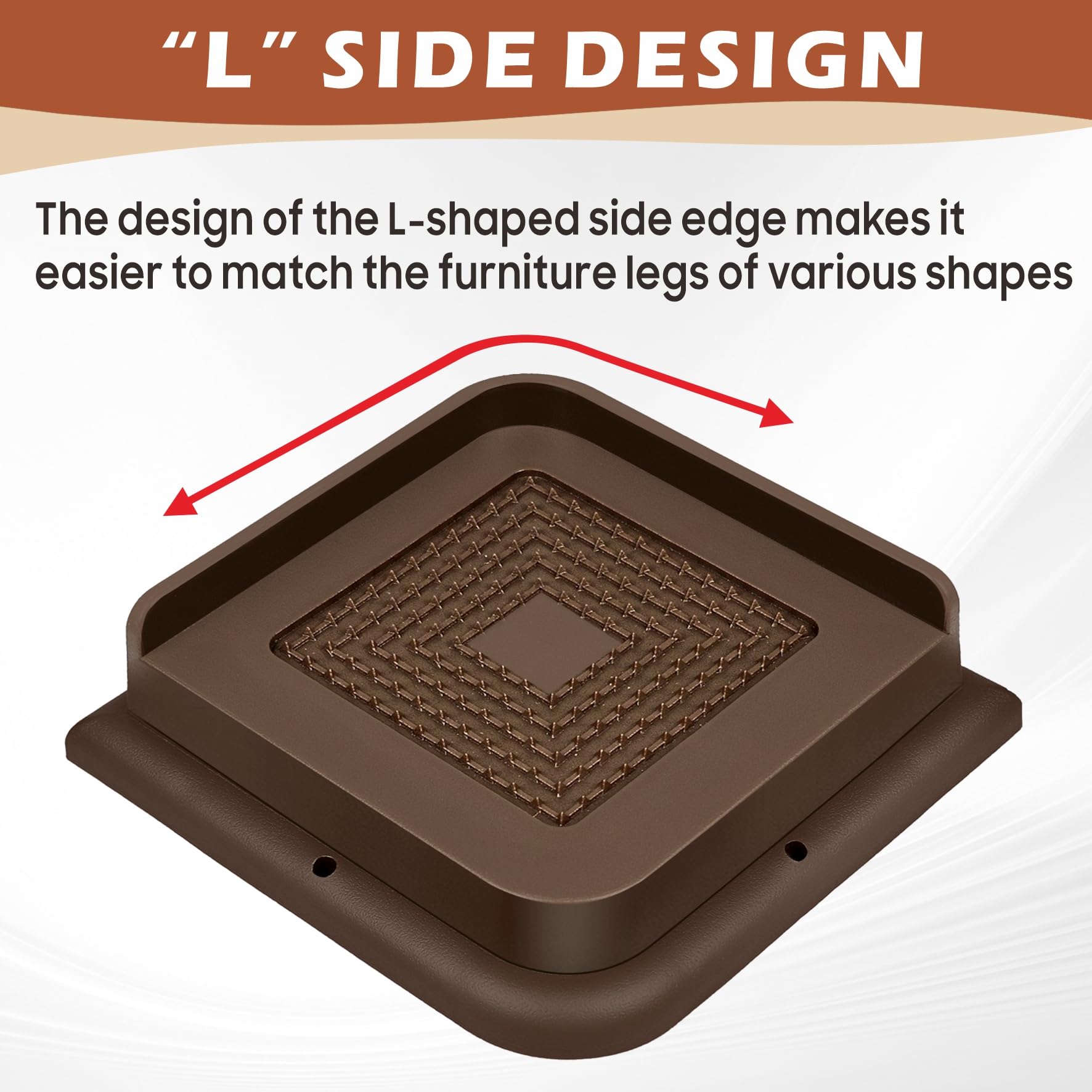 MixDora Bed Risers 1 inch Heavy Duty 4 Pack Dark Brown Funiture Risers L Shape Table Riser Chair Raisers Lifter for Sofas Couches Desks (Dark Brown - Image 3