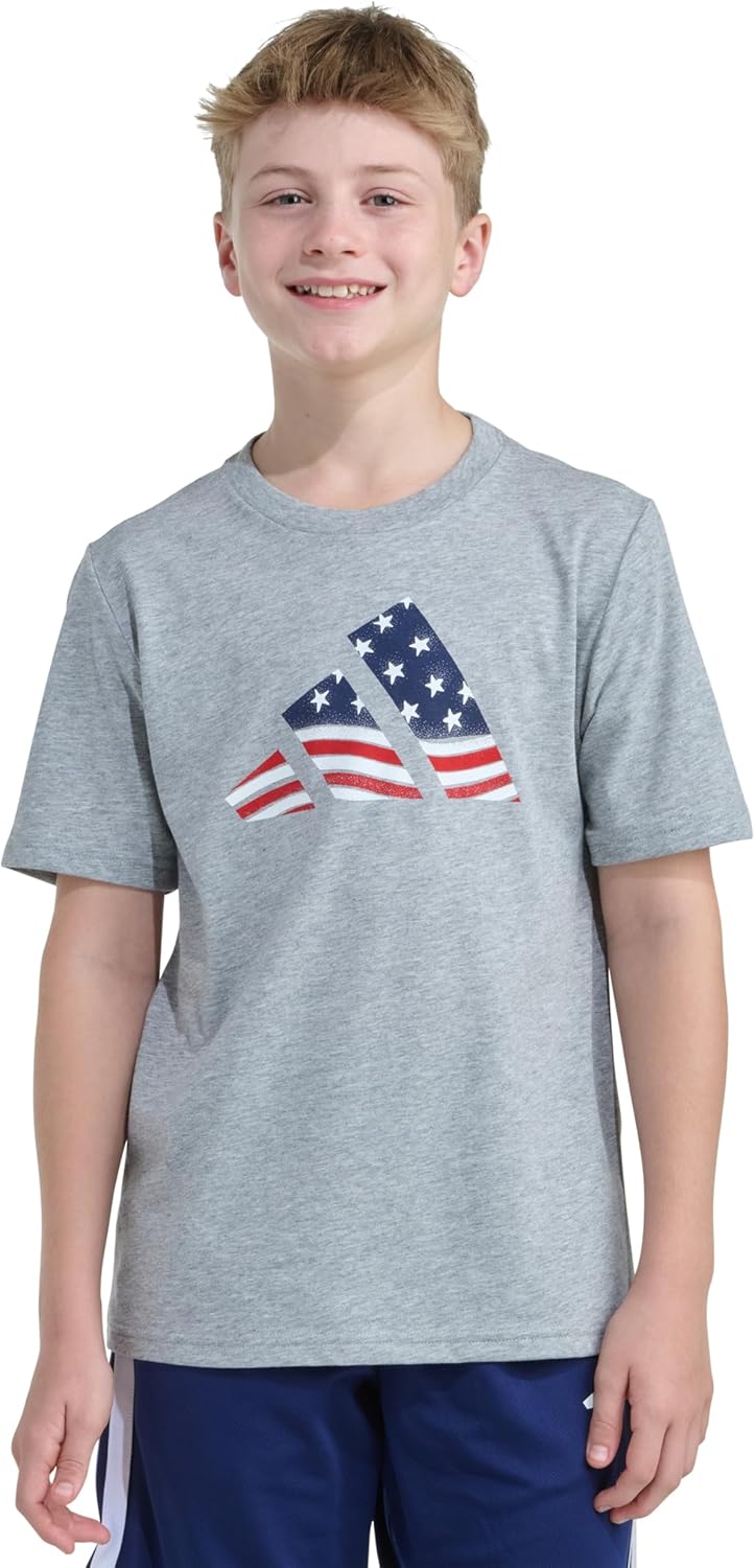 adidas baby-boys Short Sleeve Patriotic USA Flag Logo Tee