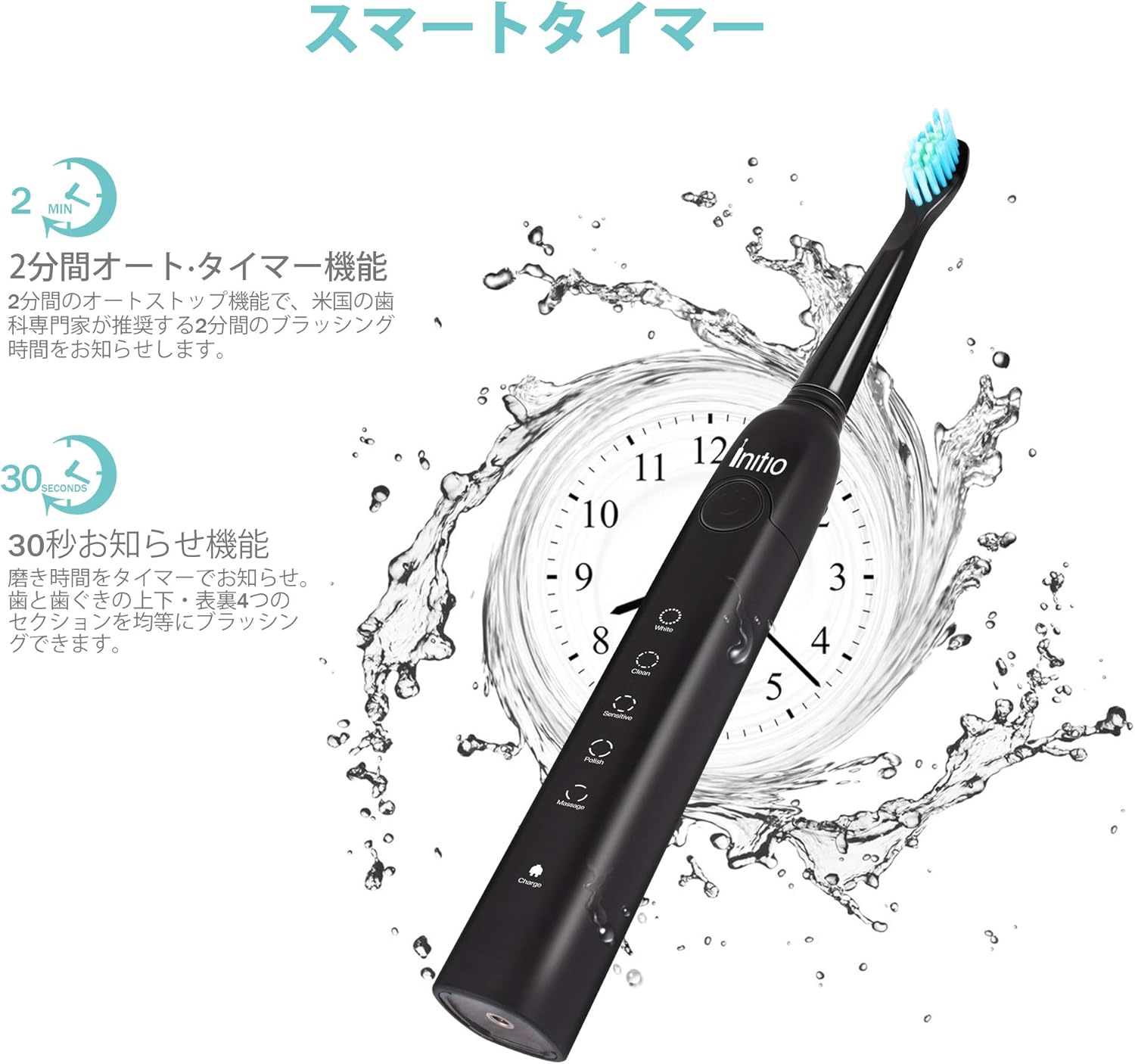 電動歯ブラシ 歯ブラシsantala 音波歯ブラシ 五つのモードとオートタイマー 正規逆輸入品