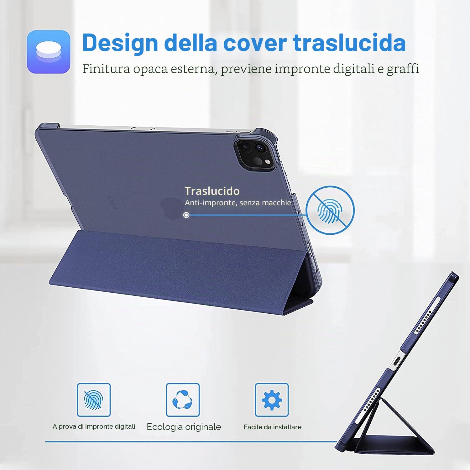 ProCase Custodia iPad Pro 11 2022/2021/2020/2018 Ultra Sottile Leggero Auto Svegliati/Sonno Blu Marino