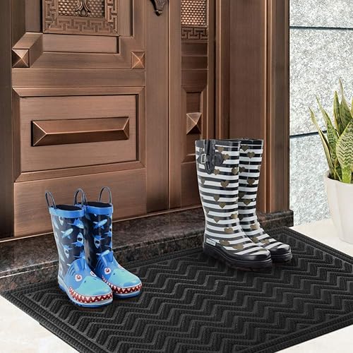 Miniatura 146 de Mibao Tapete para puerta delantera, resistente y duradero, tapete de bienvenida para interiores y exteriores, atrapador de suciedad, impermeable
