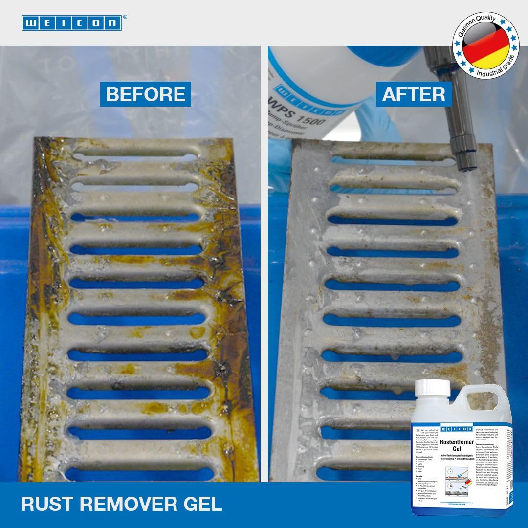 WEICON Gel eliminador de óxido, fuerte desoxidante para metal, coche, industria y artesanía, sin disolventes y a base de sustancias naturales