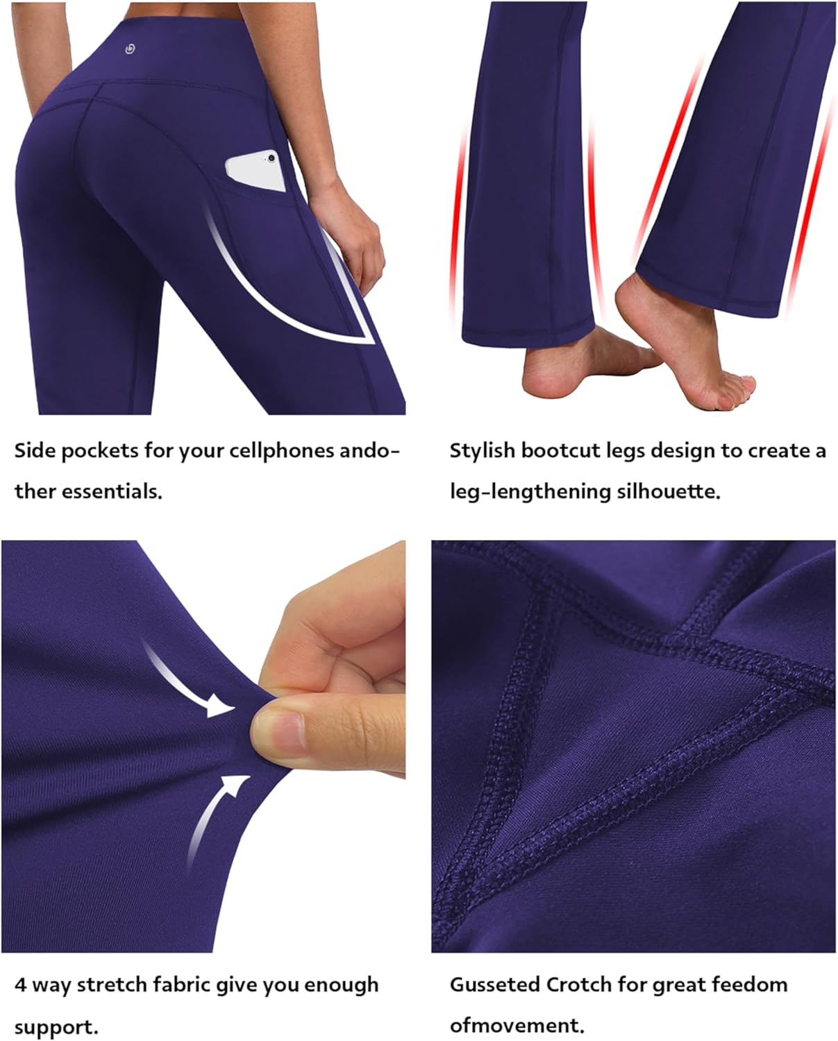 BUBBLELIME 29"/31"/33"/35"/37" High Waist Yoga Pants Tummy Control for Womens Bootcut Workout Flared Basic/Out Pockets - Image 5
