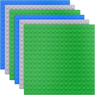 Homikidy 6-Pack 10x10 DUPLO Compatible Baseplates in Blue, Green, Gray - Large Brick Baseboards for DIY Play Tables & Walls