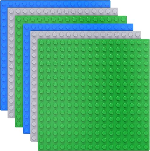 Miniatura 2 de Paquete de 6 zócalos grandes de ladrillo de construcción en verde, placas base de 10 x 10 pulgadas compatibles con DUPLO, MEGA, placa base para mesa