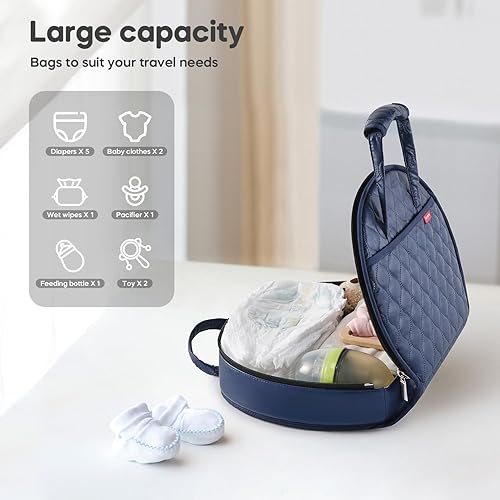 Miniatura 4 de Cambiador de pañales de cuero impermeable portátil compacto para bolsa de pañales de viaje, fácil de limpiar, bebé recién nacido, azul
