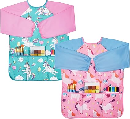 Lictin 2 Pack Kids Art Smocks,Toddler Smock,Waterproof Artist Painting Aprons for Children
