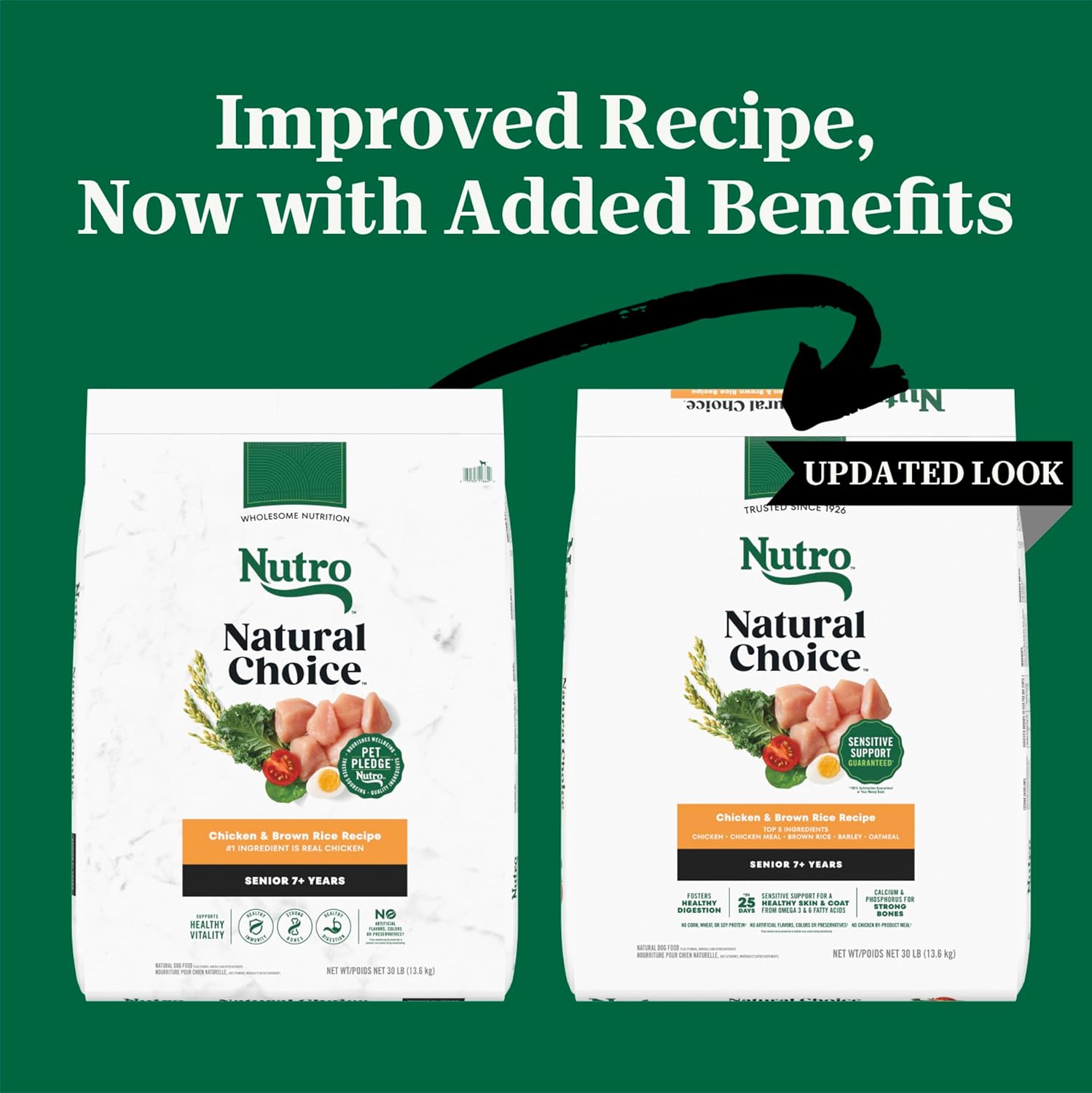 Nutro Natural Choice Senior Dog Food Dry Recipe, Chicken and Brown Rice Recipe, Dry Dog Food, 30 lb. Bag