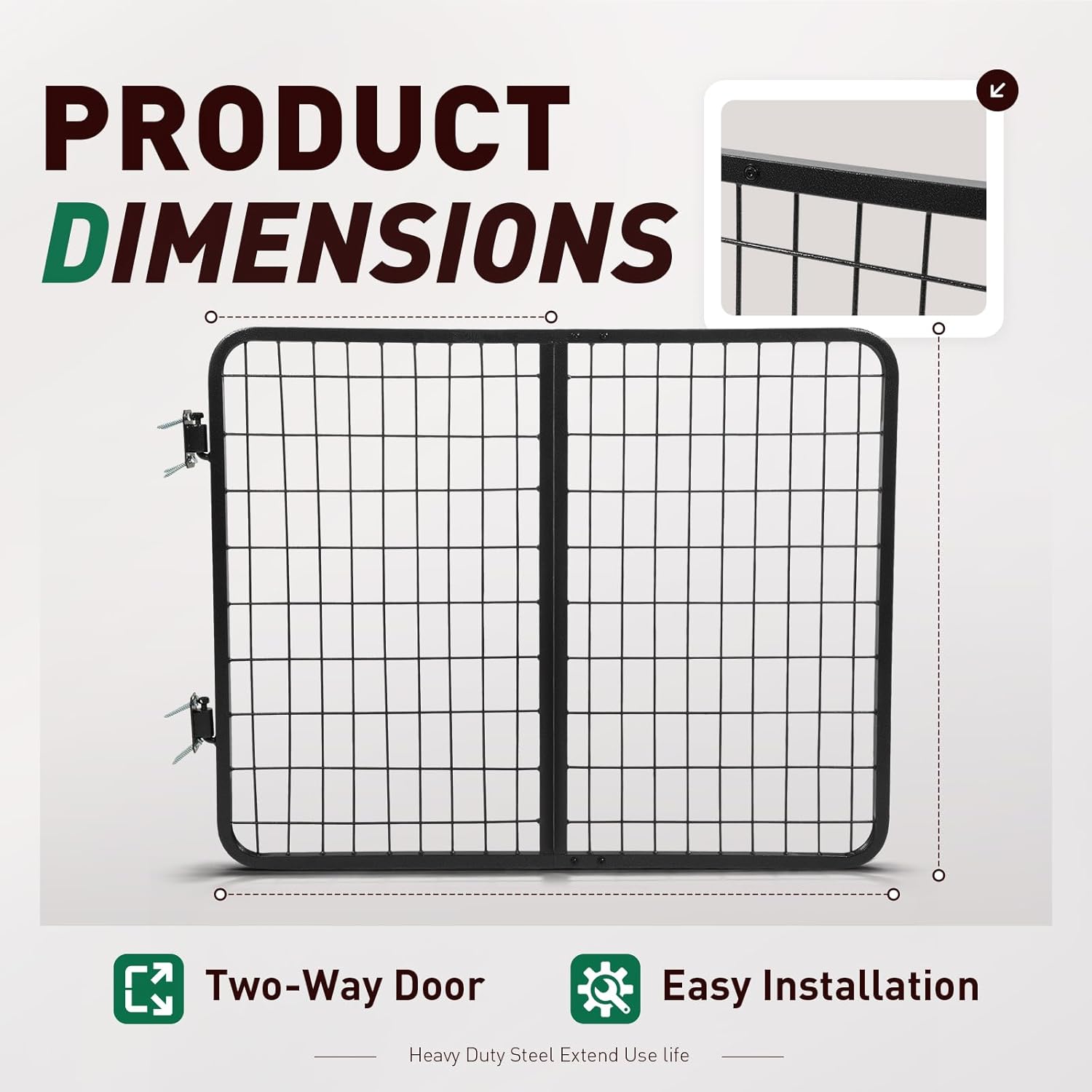 Horse Stall Gate 48 Inch Wide Compatible with Livestock Enclosures Steel Powder Coated Gray
