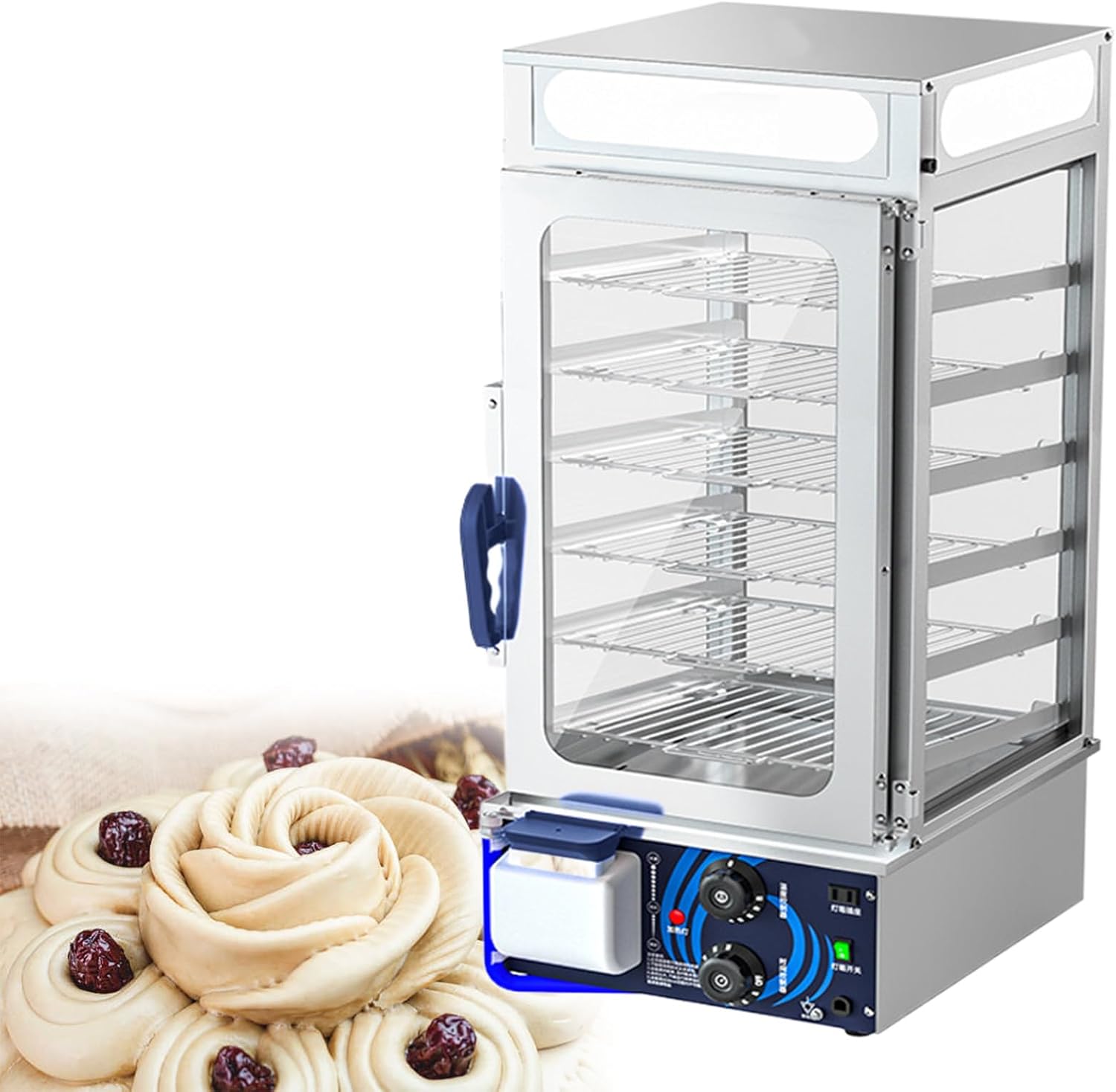 Commercial Bun Steamer, Electric Food Display, 6 Layers Display Stainless Steel Commercial Bun Steamer, for Steamed Bun, Steamed Bread, Buffet