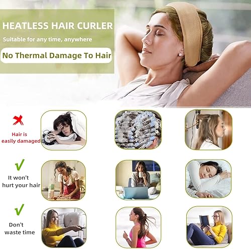Miniatura 5 de Rizador de cabello sin calor para cabello largo diadema de terciopelo sin calor rizadores de cabello para dormir rizos de espuma suave sin calor con