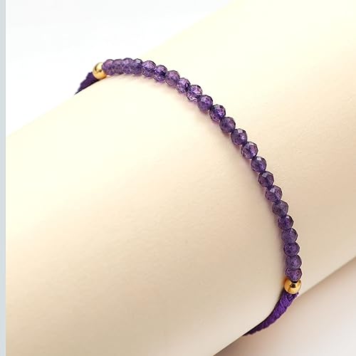 Miniatura 3 de Gempires Mother's Day Gift Natural Purple Amethyst Braided Bracelet, February Birthstone Bracelet, Gemstone Bracelets Gift For Women (Amethyst)