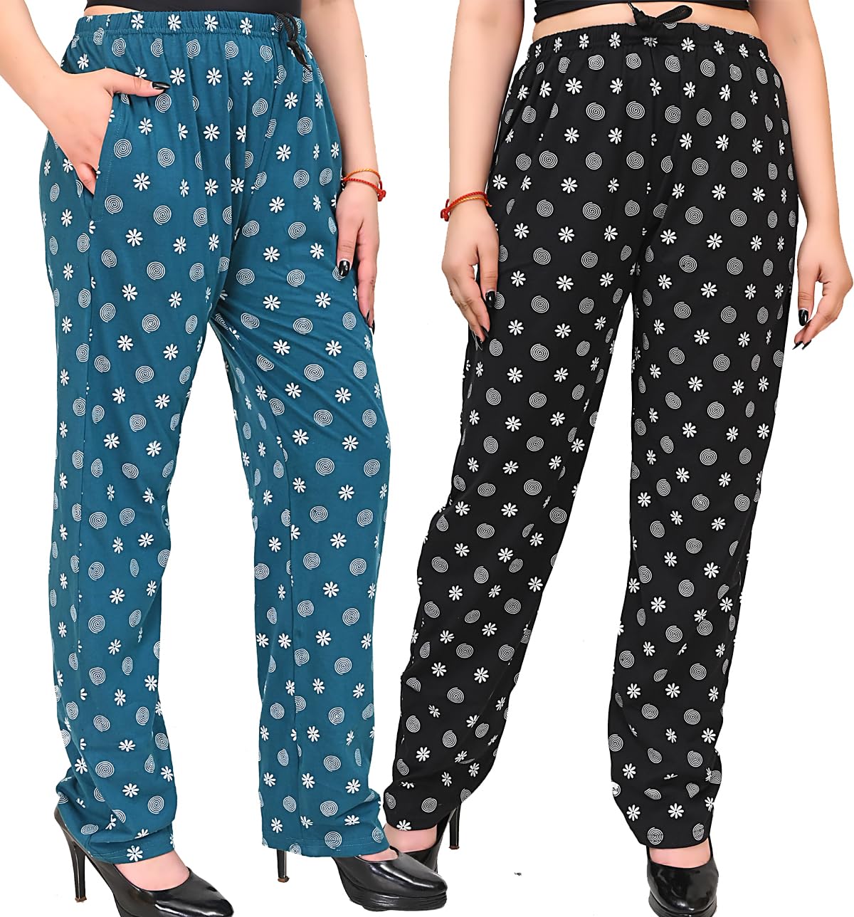 Women's Pure Cotton Lounge Pyjama | Stylish Printed Lower for Women & Girls | Soft Comfortable Sleepwear Bottom | Everyday Home Wear Pants pack of 2-image-26