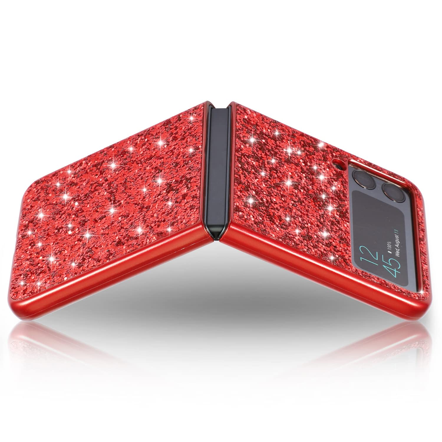 Hülle Kompatibel mit Samsung Galaxy Z Flip 3 Glitzer Silikon Sparkle Handyhülle Weiche TPU Bumper Hart PC Schutzhülle für Samsung Z Flip 3,Gold