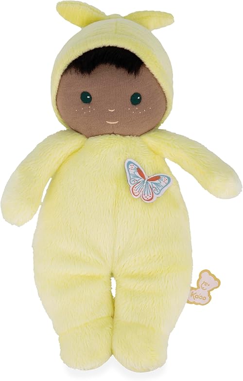 Baby Mimosa Boneca de Tecido, Marrom e Amarelo, Microveludo Macio, 24cm, desde o Nascimento