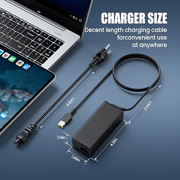 VUOHOEG 65W Laptop Charger Compatibility with Lenovo ThinkPad T440 T450 T460 T470 X240 X250 X260 X270 E550 E560 L440 L450 E440 E450 Yoga 260 Yellow Square Tip AC Power Adapter