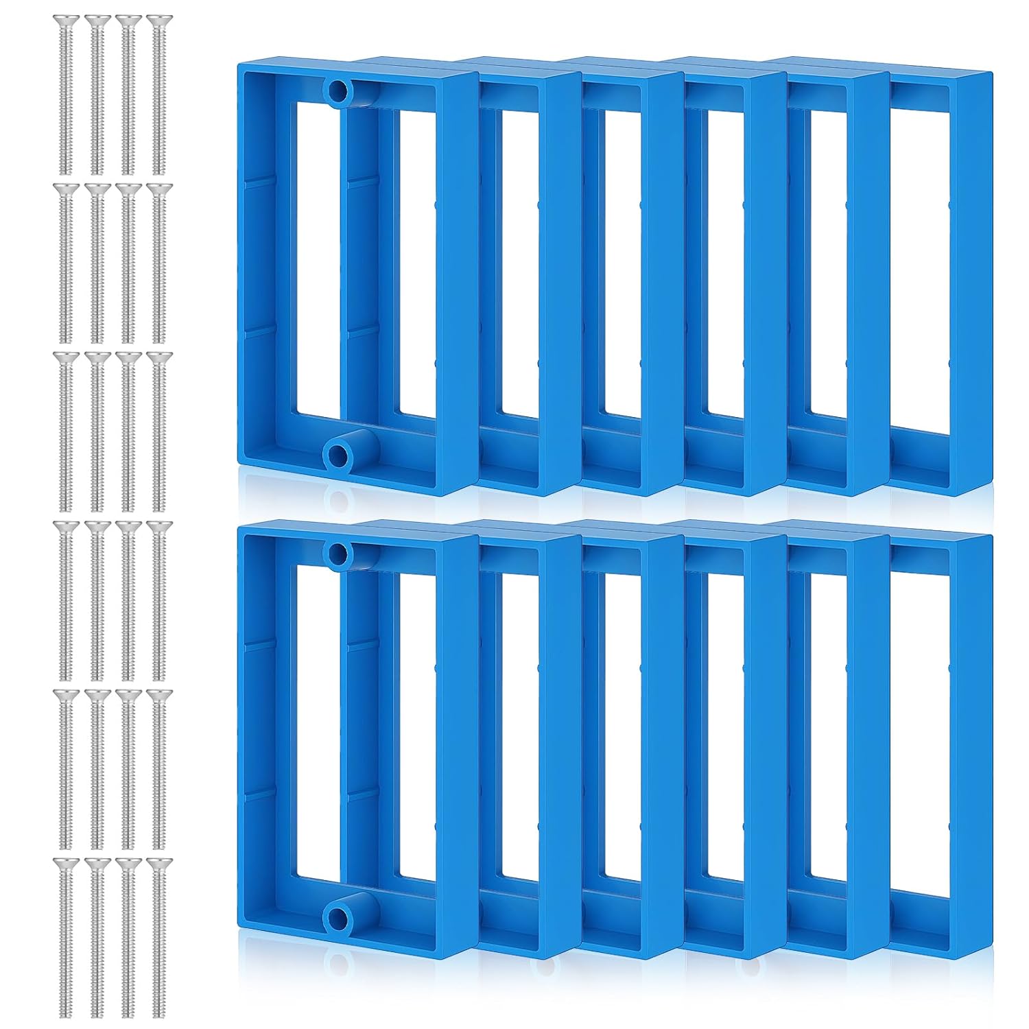 12Pcs 1/2" Single Gang Electrical Box with 24 Screws, Electrical Outlet Boxes Extender 1 Gang Receptacle Extender for Electricals Box and Outlet Switches(Blue)