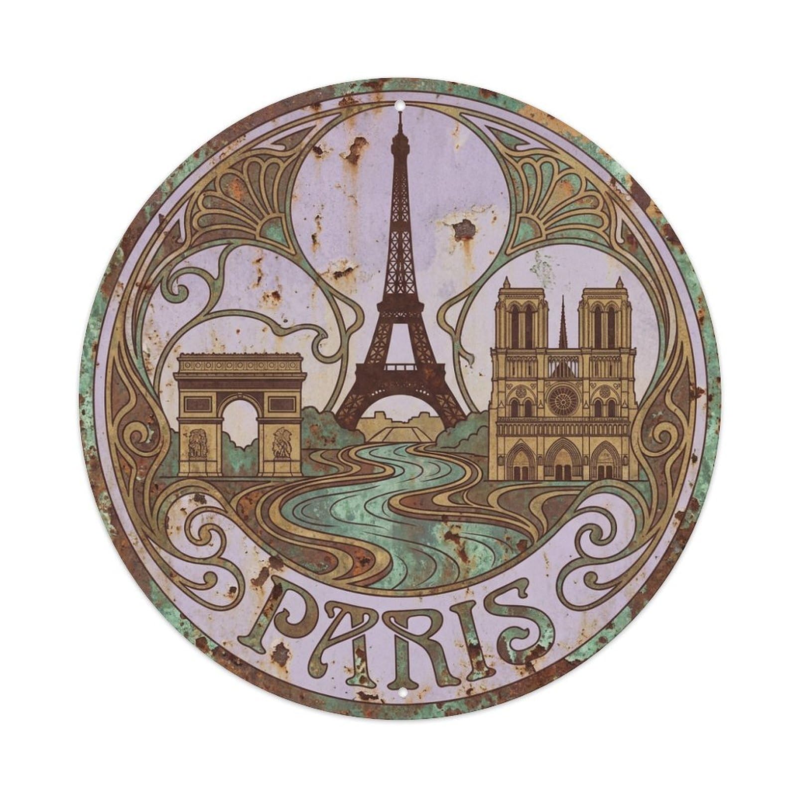 Vintage Travel France Paris Metal Tin Sign