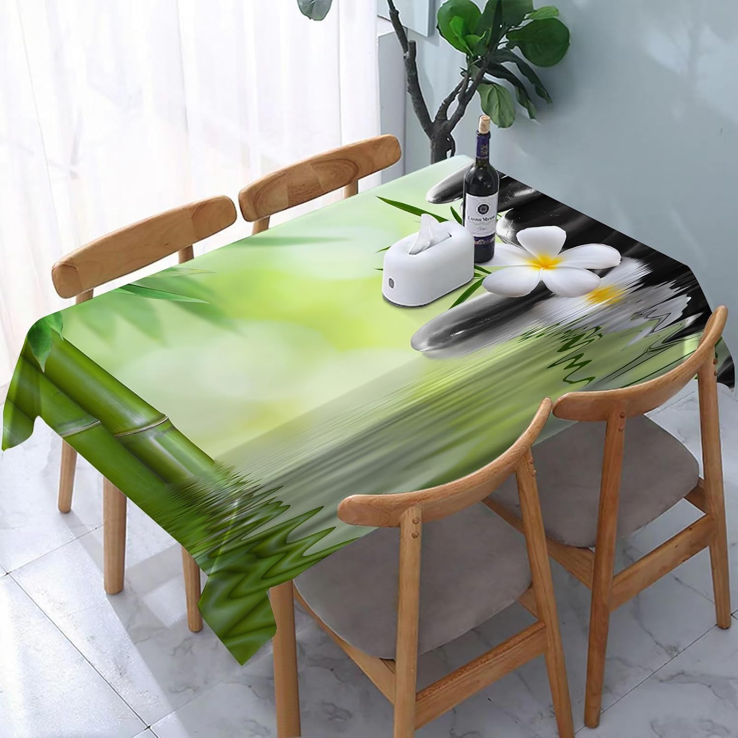 Nappe imperméable bambou 140x200 tissu anti-tache pour cuisine