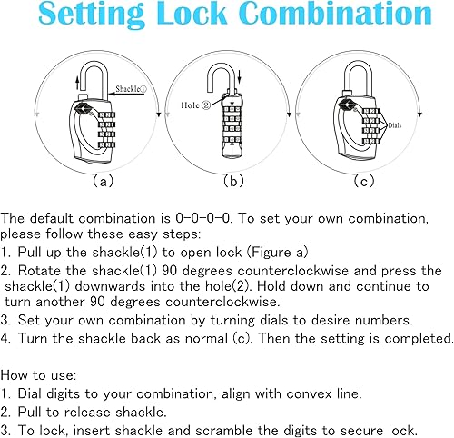 Miniatura 7 de Lumintrail Cerraduras aprobadas por la TSA, cerraduras de equipaje de combinación de 4 dígitos aprobadas por la TSA, cerraduras de viaje