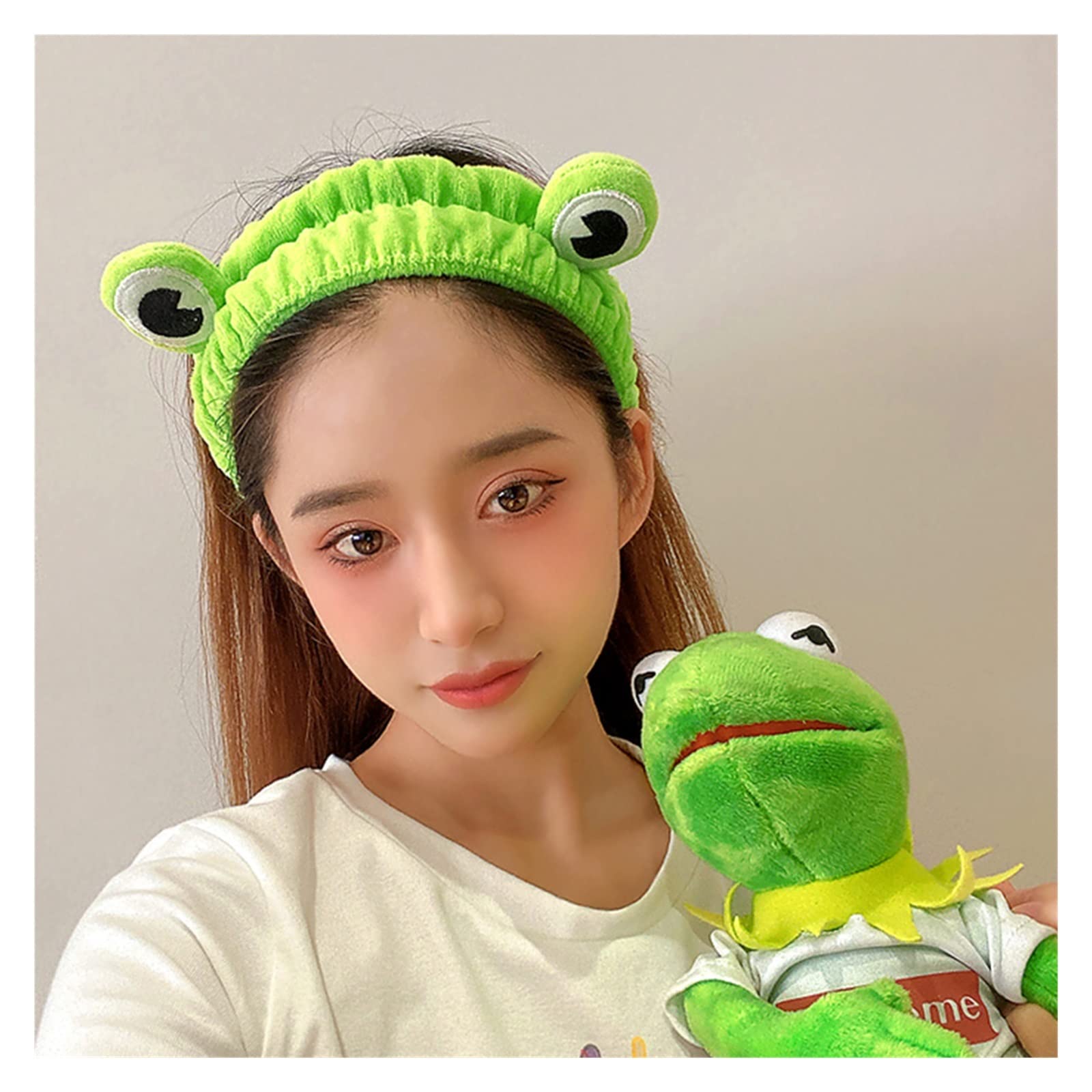 Amazon.co.jp: かわいい緑の豪華なヘアバンド女性洗顔シャワースポーツ