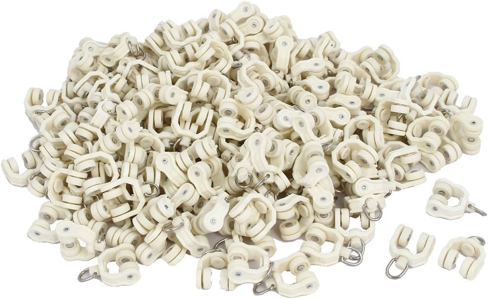 10mm Dia Window Treatments Wheel Swivel Eye Ring Curtain Track Rail Sliding Roller Window Treatment Sets Beige 150pcs