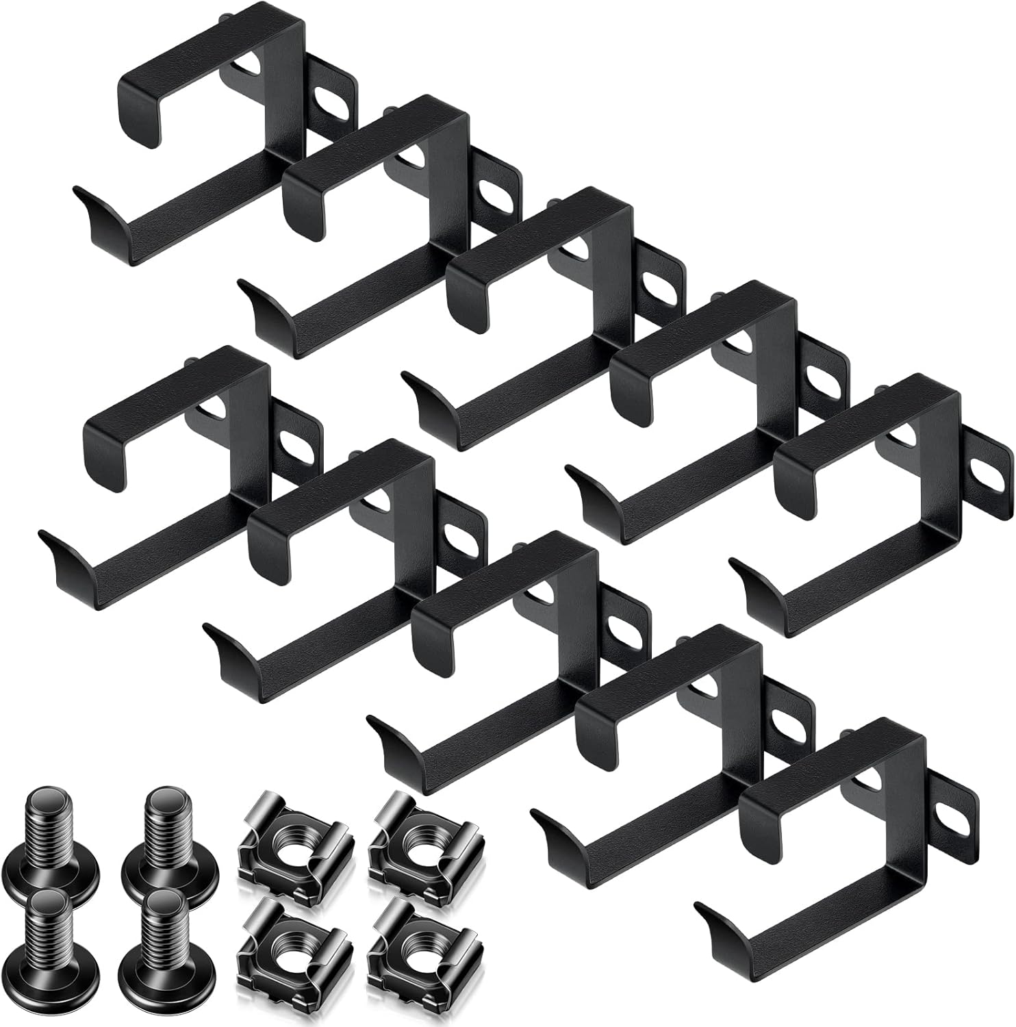 10 Pieces Server Rack Cable Management D Ring Hooks Cable Hooks Black