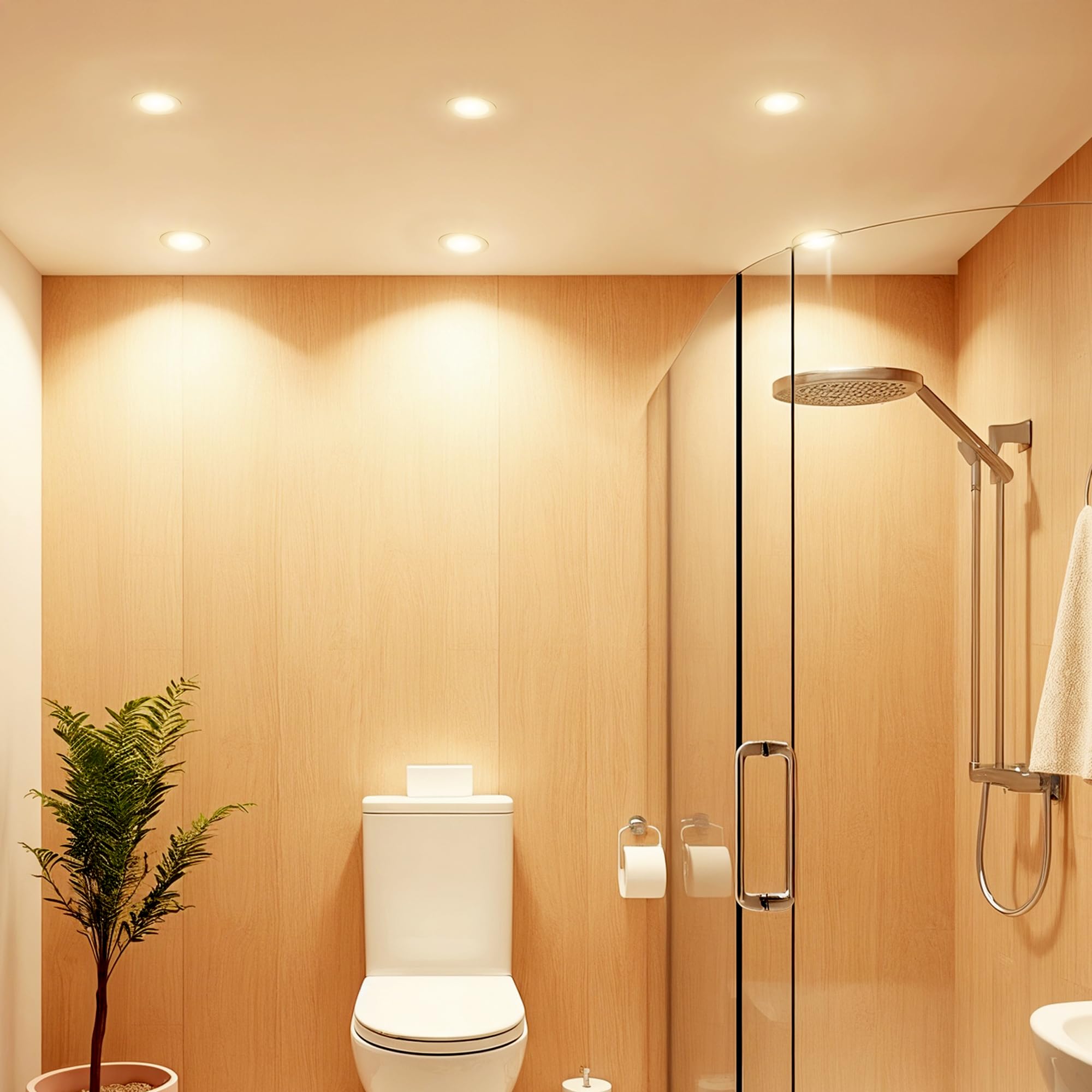 linovum 10 Stück Einbaustrahler Rahmen IP65 rund weiß matt Einbaurahmen für Bad Dusche Küche Decke Einbauleuchte ohne Leuchtmittel