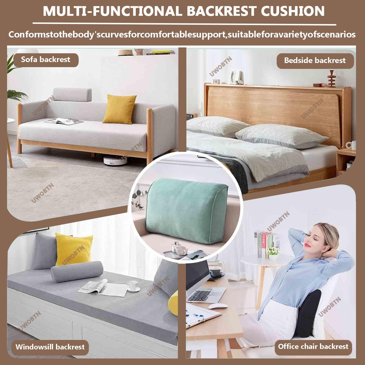 Grande Cabecera Cojín，60/70/80/90cm Suave Confort Almohada de Lectura，Desmontable Cojín para Respaldo Sofá, Reposo En Cama Lumbar Apoyo Almohada para Cama, Sofá, Silla(Color4,80x45x20cm)