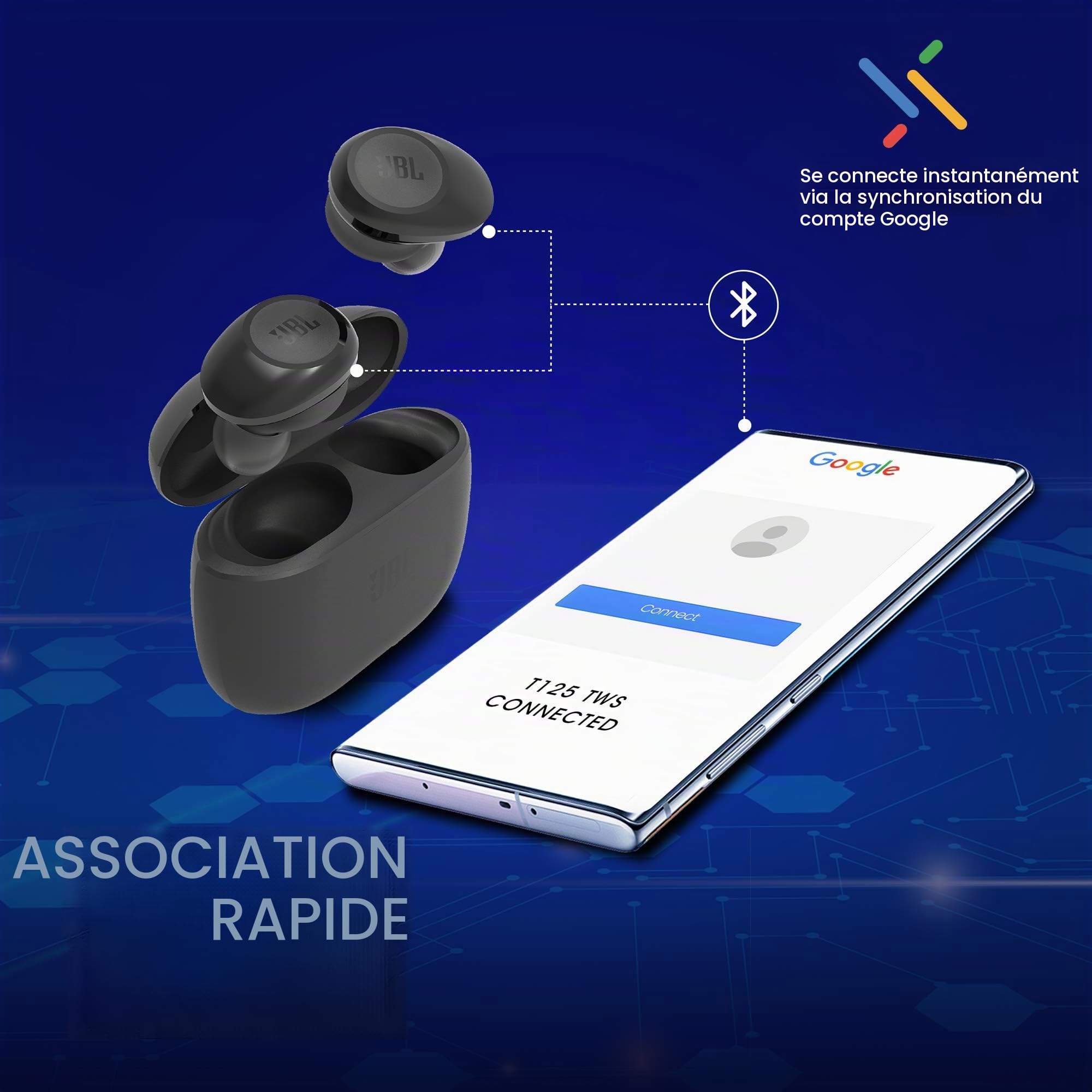 JBL TUNE 125TWS – Écouteurs intra-auriculaires sans fil – Bluetooth – Autonomie jusqu'à 32 heures avec l'étui de recharge – Couleur : noir